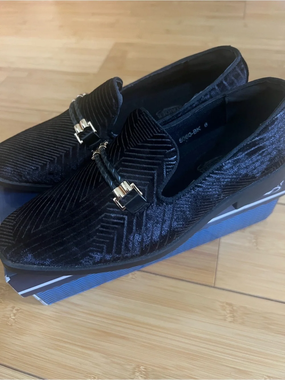Easy Strider Boys Velvet Loafers Size 6 Black Tuxedo Dress Shoes Formal 8060-BK